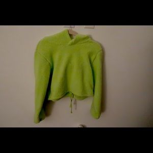 Lime green crop top hoodie